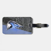 白い胸を持つヌサッチ絵画のオリジナルバードアート ラゲッジタグ (裏面横)