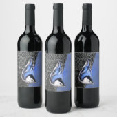 白い胸を持つヌサッチ絵画のオリジナルバードアート ワインラベル (ボトル)