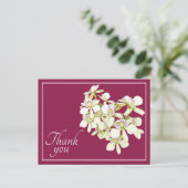 白い脈のある蘭 紅い背景 ありがとう ポストカード (スタンド正面)