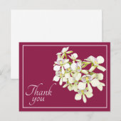 白い脈のある蘭 紅い背景 ありがとう ポストカード (正面/裏面)