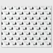 白い脚モダン本「メリークリスマス」と鹿 ラッピングペーパー (フラット)