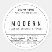 白い自家製キャンドル製品ラベルシール ラウンドシール (正面)