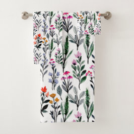 白い自然好きの植物園エレガント バスタオルセット