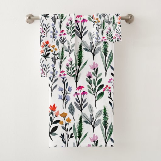 白い自然好きの植物園エレガント バスタオルセット (インサイチュ)
