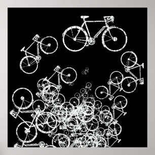 白い自転車のカッコいい飾り ポスター