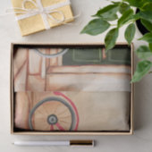 白い自転車の油絵10lbのティッシュペーパー 薄葉紙 (ギフト)