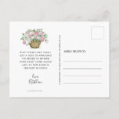 白い自転車ピンクホワイトローズフローラバスケット移動 案内ポストカード (裏面)