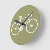 白い自転車 ラウンド壁時計 (傾斜)