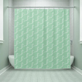 白い航海の乗馬骨格のパターン緑 シャワーカーテン