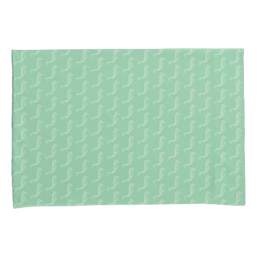 白い航海の乗馬骨格のパターン緑 枕カバー (正面右)