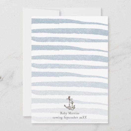 白い航海の赤ちゃんシャワーが冒険に待ち受ける 招待状 (裏面)