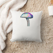 白い色のトリップ(幻覚体験)のようなきのこサイケデリック クッション (ブランケット)