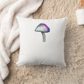 白い色のトリップ（幻覚体験）のようなきのこサイケデリック クッション (ブランケット)