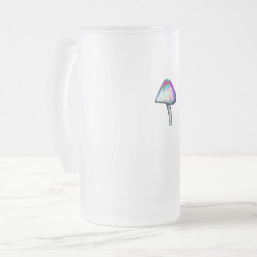 白い色のトリップ(幻覚体験)のようなきのこサイケデリック フロストグラスビールジョッキ (正面左)