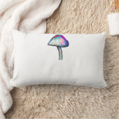 白い色のトリップ（幻覚体験）のようなきのこサイケデリック ランバークッション (ブランケット)