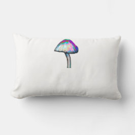 白い色のトリップ（幻覚体験）のようなきのこサイケデリック ランバークッション