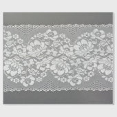 白い色のレース生地のストレートストリップ  ラッピングペーパー (フラット)