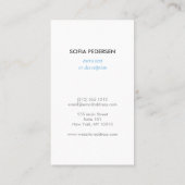 白い色彩の鮮やか縦に青い蝶のロゴ 名刺 (裏面)