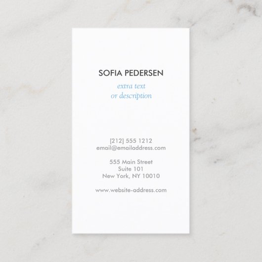 白い色彩の鮮やか縦に青い蝶のロゴ 名刺 (裏面)