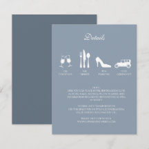 白い芍薬とダスティーブルーのディテール 招待状