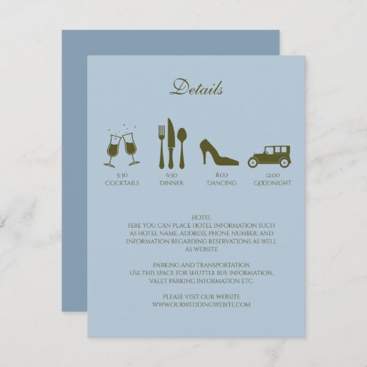 白い芍薬のベビーブルーの詳細招待状 招待状 (正面/裏面)