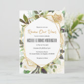 白い芍薬の水彩花の誓いの更新 招待状 (スタンド正面)