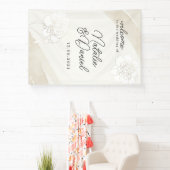 白い芍薬の花の結婚式看板 横断幕 (インサイチュ)