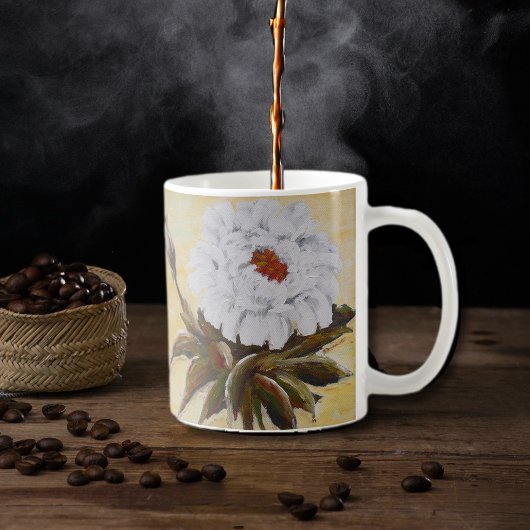 白い芍薬 コーヒーマグカップ