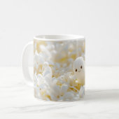 白い花々に囲まれた可愛らしいおばけ コーヒーマグカップ (正面左)