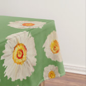 白い花々緑のテーブルクロス テーブルクロス (インサイチュ)