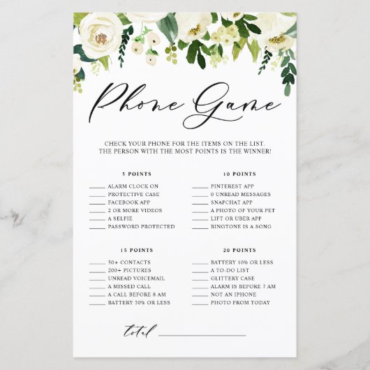 白い花あなたの電話シャワーカードに何がある (正面)