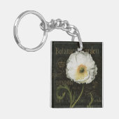白い花および葉 キーホルダー (正面左)