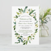 白い花お祝いの生涯の葬儀 招待状 (スタンド正面)