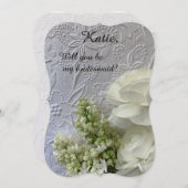 白い花がエンボスの背景 案内状 (正面/裏面)