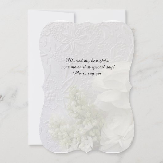 白い花がエンボスの背景 案内状 (裏面)