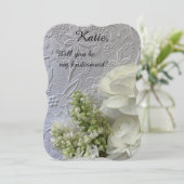 白い花がエンボスの背景 案内状 (スタンド正面)