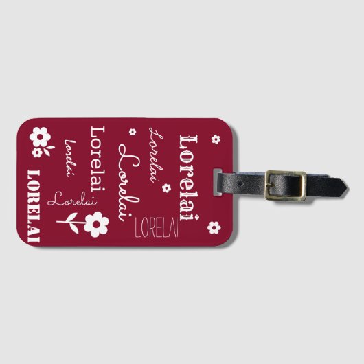 白い花が咲き乱れカスタマイズた。 ラゲッジタグ (正面横)