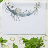 白い花が咲く三日月 キッチンタオル (折り畳み)