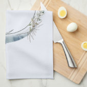 白い花が咲く三日月 キッチンタオル (四つ折り)