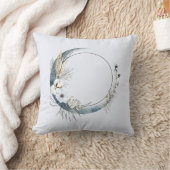 白い花が咲く三日月 クッション (ブランケット)