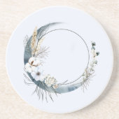 白い花が咲く三日月 コースター (正面)