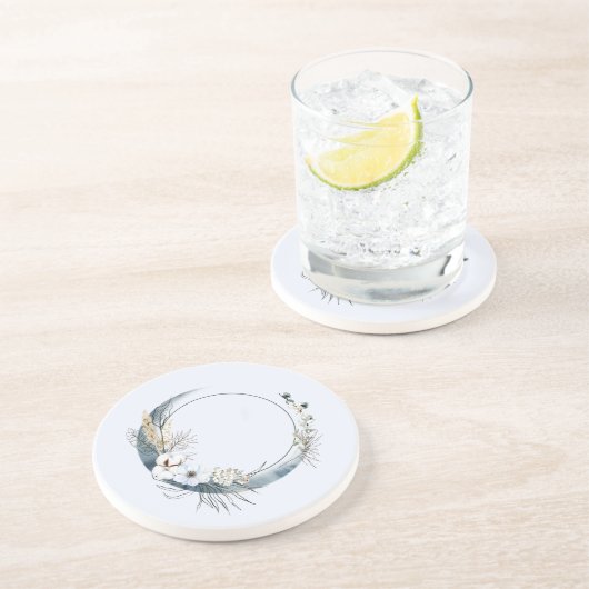 白い花が咲く三日月 コースター (側面)