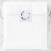 白い花が咲く三日月 スクエアシール (バッグ)