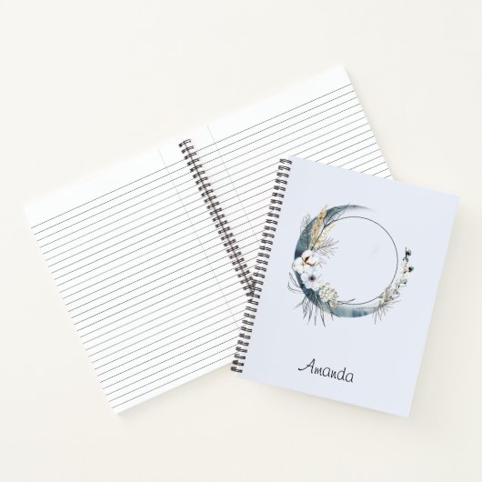 白い花が咲く三日月 ノートブック (内部)