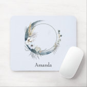 白い花が咲く三日月 マウスパッド (マウス)