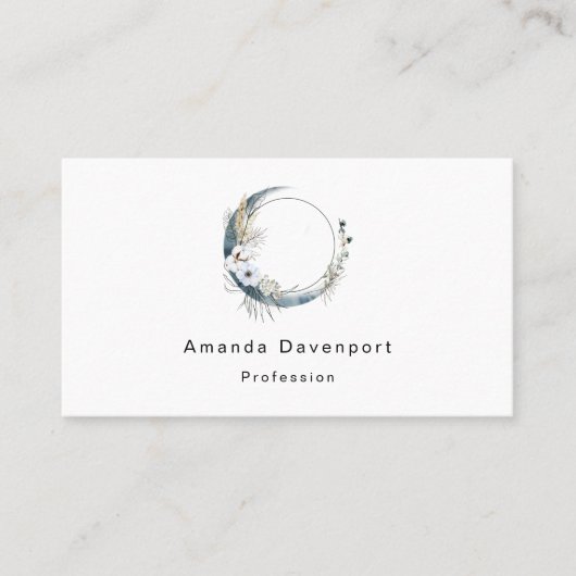 白い花が咲く三日月 名刺 (正面)