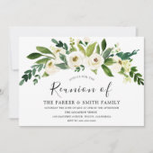 白い花が咲く家族の再会招待状 招待状 (正面)