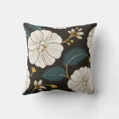 白い花が咲く洗練された花柄 クッション (裏面)