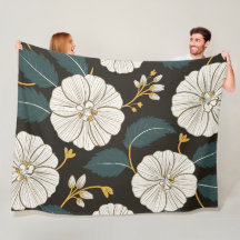 白い花が咲く洗練された花柄