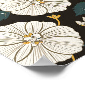 白い花が咲く洗練された花柄 ポスター (角)